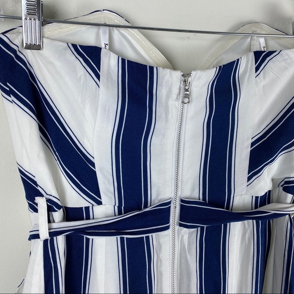Bardot Edie Stripe Strapless Belted Jumpsuit sz 8 - Picture 5 of 8